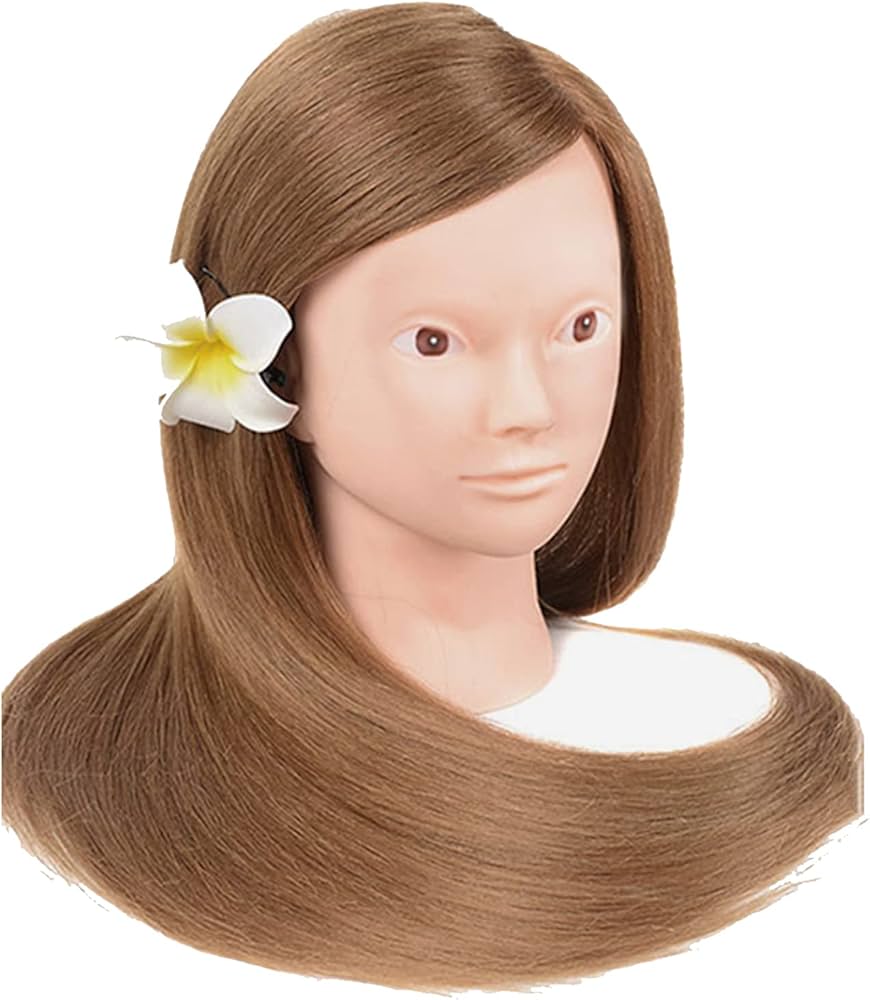 ヘアアレンジ練習用　ブラウンストレートウィッグマネキン　ピッツ N.B.A.A. 美容師 ヘアアレンジ ウィッグ マネキン ブラウン髪 アップ